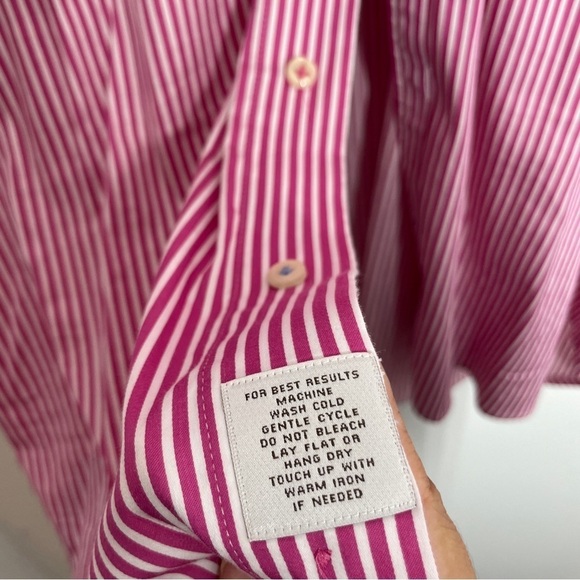 peter millar pink and white striped long sleeve button up mens size XL - Picture 9 of 9